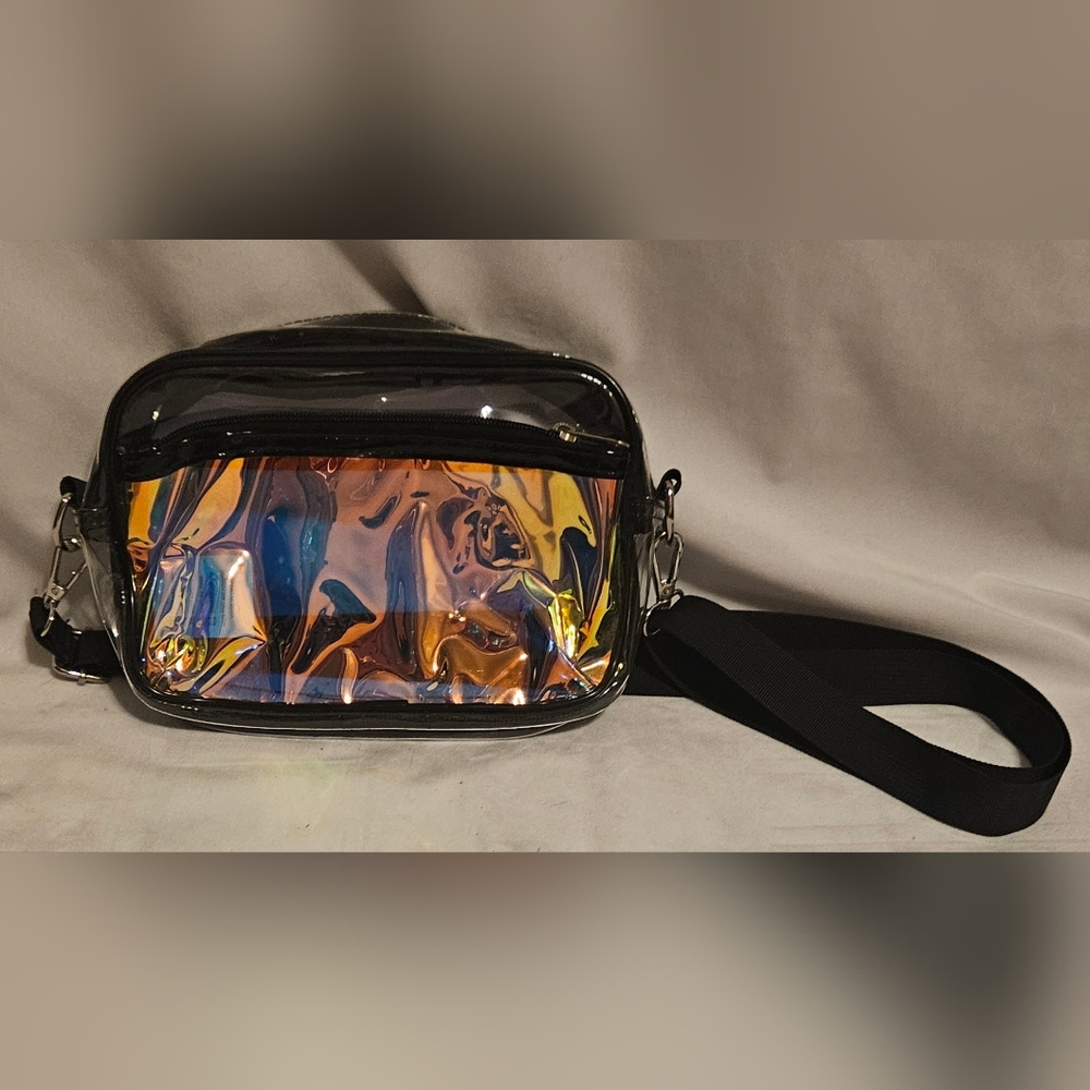 Holographic Crossbody Bag with Black Strap
